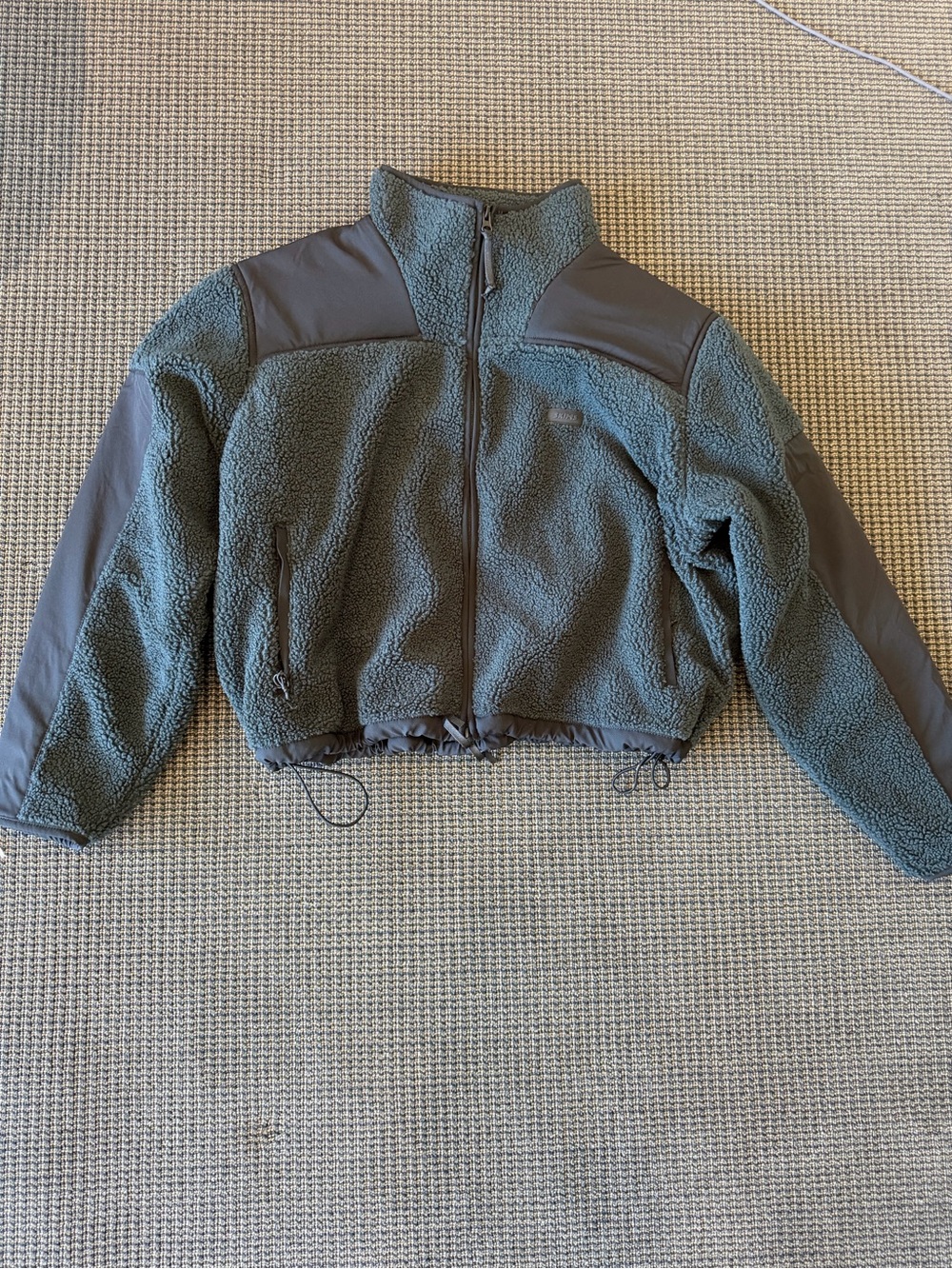 Skims Green and Black Teddy Fleece Zip Up